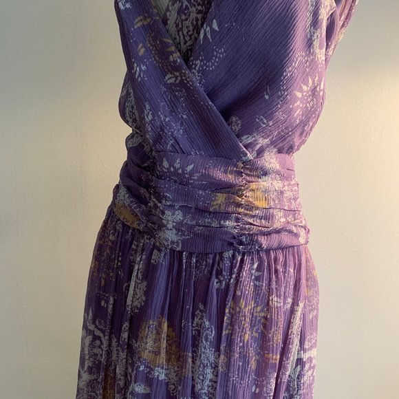 Silk v-neck, abstract floral print dress - Picture 5 of 6